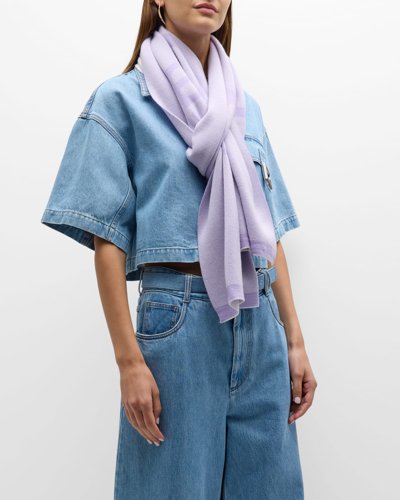 Off-white Lilac Reversible Logo Wool Scarf In Purple