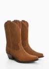 MANGO SUEDE COWBOY ANKLE BOOTS TOBACCO BROWN