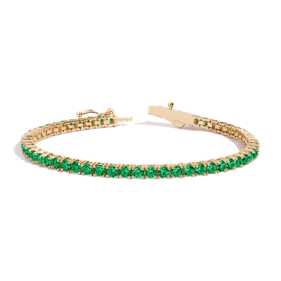 Aurate New York Green Emerald Tennis Bracelet In Yellow