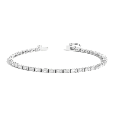 Aurate New York Horizontal Baguette Diamond Tennis Bracelet In White