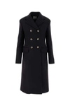 Miu Miu Double-breasted Cloth Coat In Bleu