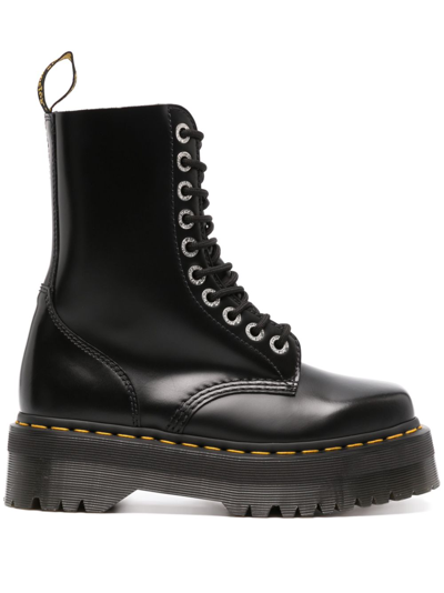 Dr. Martens 1490 Quad Squared Leather Boots In Black