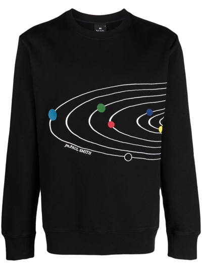 Ps By Paul Smith Sweatshirt With Solar System Print In Black