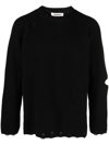 A Paper Kid Distressed-effect Cut-out Jumper In Black