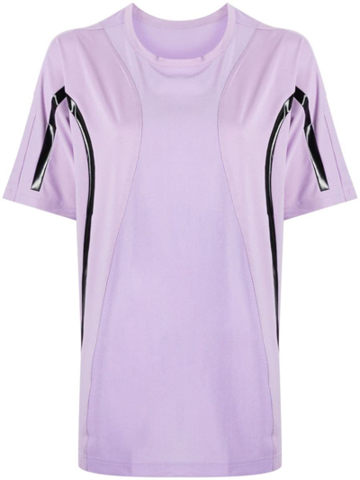 Adidas By Stella Mccartney Stripe-detailing Crew-neck T-shirt In Lilac