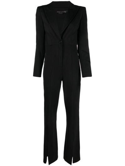 Alice And Olivia Long-sleeve Flared Jumpsuit In Black