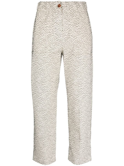 Alysi Polka-dot Cropped Trousers In White