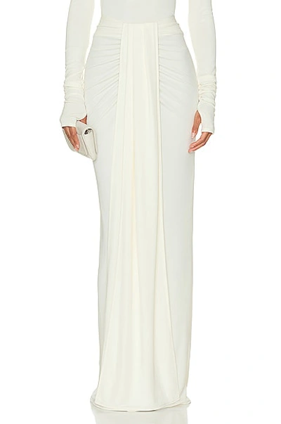 Helsa Matte Jersey Long Wrap Skirt In Ivory