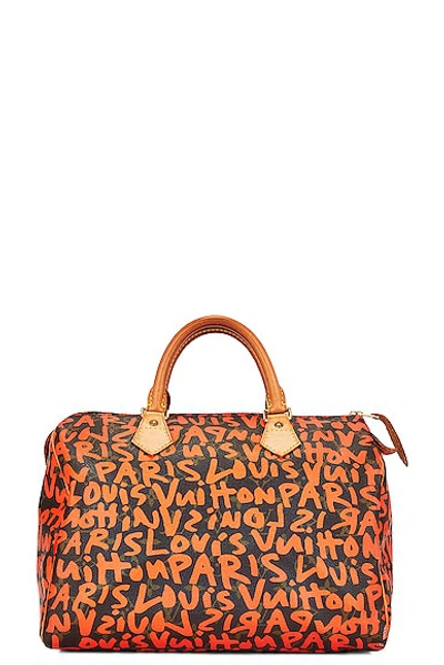 Pre-owned Louis Vuitton Monogram Graffiti Speedy Bag In Orange