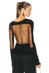 Grace Ling Square Sheer Cut Out Top In Black