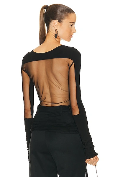 Grace Ling Square Sheer Cut Out Top In Black