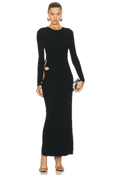 Zeynep Arcay Leaf Cutout Maxi Jersey Dress In Black