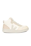 Veja V-15 Chromefree Pebbled-leather High-top Sneakers In Cashew Pierre & Multico