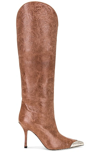 Paris Texas Nadia Leather Knee-high Boots In Bruciato