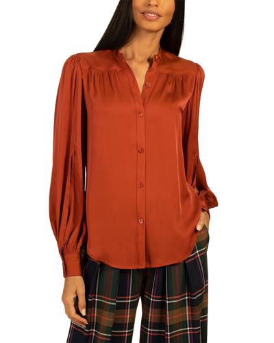 Trina Turk Valin Silk-blend Top In Cinnamon