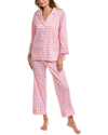 Natori Cropped Infinity-print Cotton Pajama Set In Pink