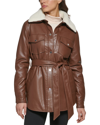 Kenneth Cole Belted Shacket In Chocolate
