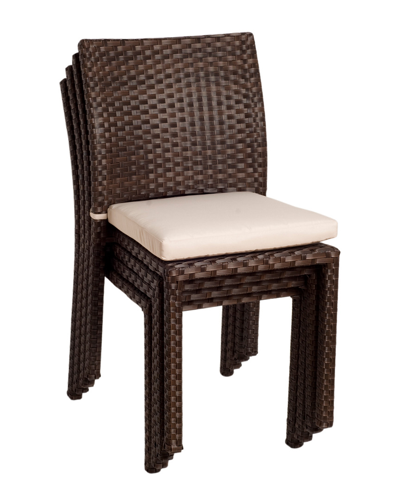 Amazonia Outdoor Patio 4pc Wicker Side Chairs With Cushions