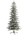 Nearly Natural 7.5ft Slim Flocked Nova Scotia Spruce Artificial In Green