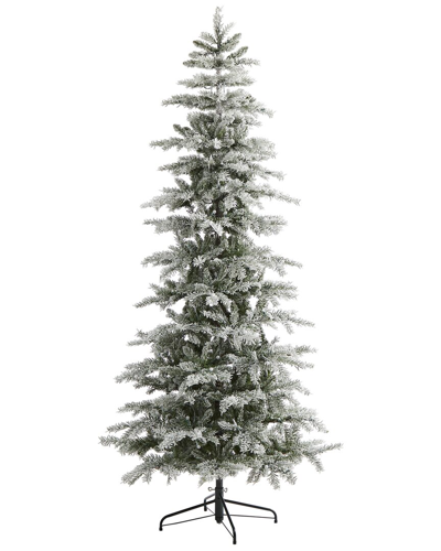 Nearly Natural 7.5ft Slim Flocked Nova Scotia Spruce Artificial In Green