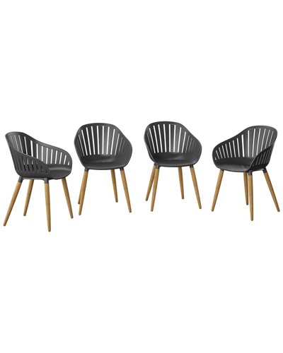 Amazonia 4 Piece Resin Chair Patio Black Teak Finish