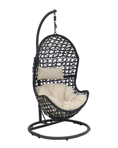 Sunnydaze Cordelia Hanging Basket Egg Chair Swing In Cream