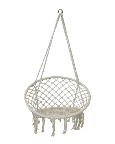 Sunnydaze Macrame Hammock Chair In Off-white