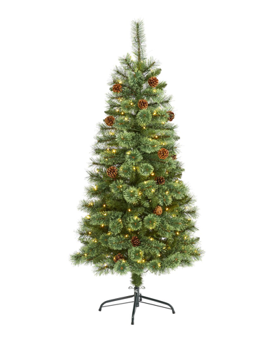 Nearly Natural 5ft White Mountain Pine Artificial Christmas Tree In Green