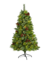 Shop Nearly Natural 5ft Montana Mixed Pine Artificial Christmas Tree With Pine Cones In Green