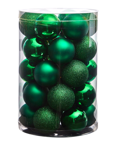 Nearly Natural Set Of 30 Shatterproof Christmas Tree Ornaments In Green