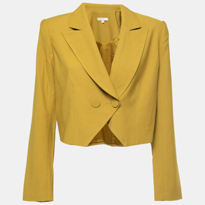 Pre-owned The Sei Mustard Yellow Crepe Double Breasted Crop Blazer S