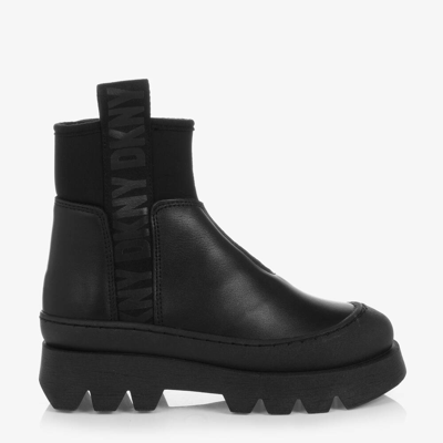 Dkny Kids'  Girls Black Leather Ankle Boots