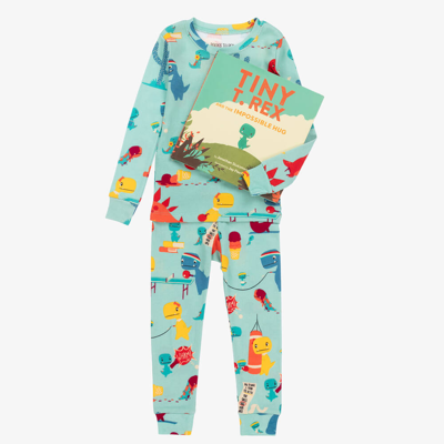 Hatley Books To Bed Kids' Boys Green Cotton Dino Pyjamas & Book Set