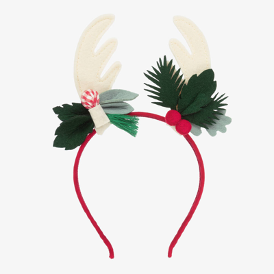 Meri Meri Kids' Girls Red Reindeer Antlers Hairband