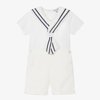 BEATRICE & GEORGE BOYS IVORY COTTON SAILOR BUSTER SUIT