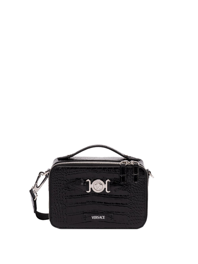 Versace Small Leather Crossbody Bag In Black  