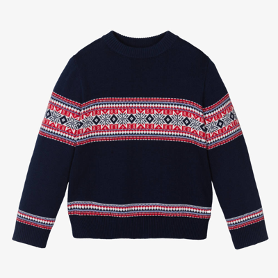 Rachel Riley Kids' Boys Navy Blue Knitted Sweater