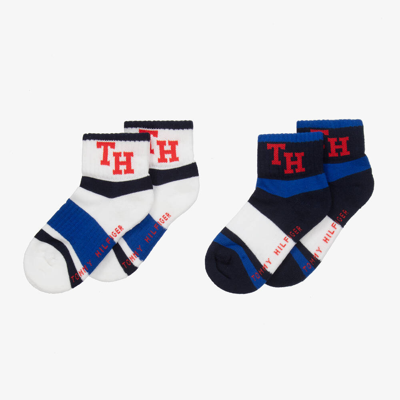 Tommy Hilfiger Kids' Boys Blue Cotton Ankle Socks (2 Pack)