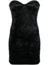 Rotate Birger Christensen Strapless Velvet-effect Minidress In Black  