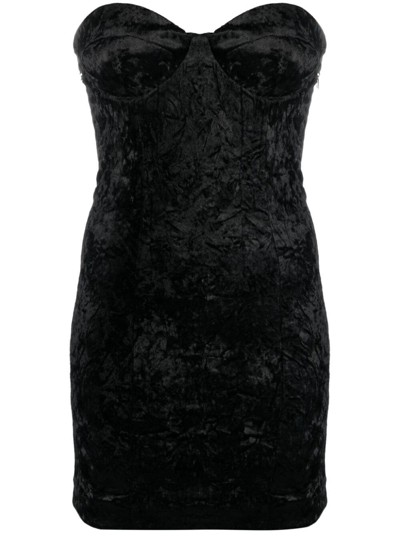 Rotate Birger Christensen Strapless Velvet-effect Minidress In Black  
