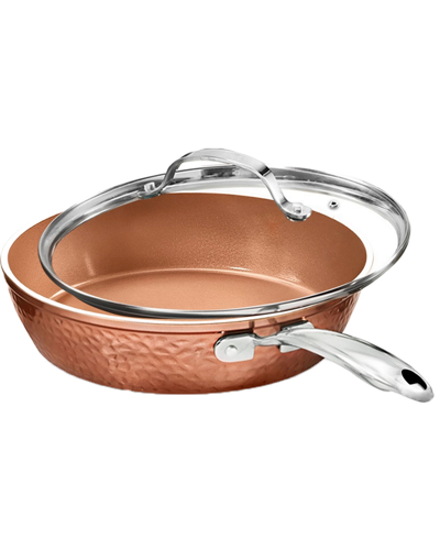 Gotham Steel Hammered Copper 12in Pan With Lid