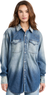 RE/DONE OVERSIZED WESTERN SHIRT DISTRESSED INDIGO