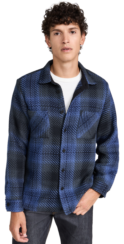 Wax London Whiting Overshirt In Navy/ Blue