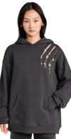 AREA CRYSTAL CLAW CUTOUT HOODIE CHARCOAL M