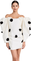 JACQUEMUS LA ROBE TAFFETAS MINI DRESS OFF-WHITE & BLACK DOTS