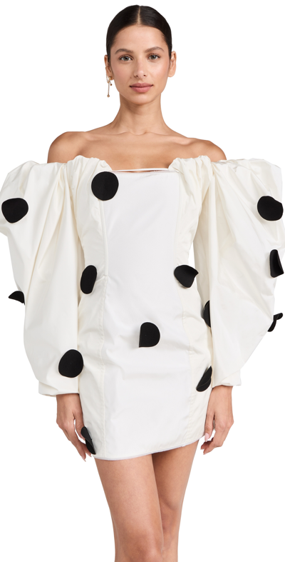 Jacquemus La Robe Taffetas Polka-dot Minidress In Grey