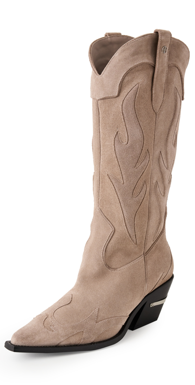 Anine Bing Mid Calf Tania Boots - Taupe Western