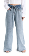 Rokh Flap Detailed Denim Trousers In Denim