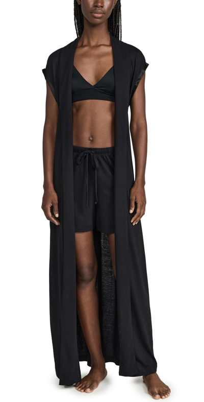 Cosabella Long Robe & Shorts Set Black