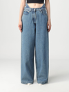 Ambush Waist-belt Wide-leg Jeans In Gnawed Blue